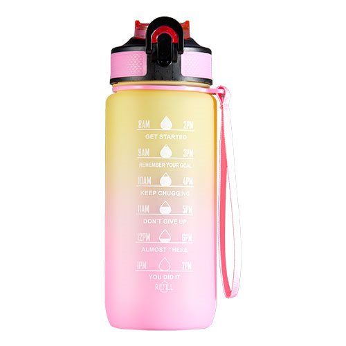 Motivationsflaske 600 ml Pink/Gul 1 Motivationsflaske 600 ml Pink/Gul