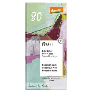 Vivani 80 % mørk chokolade Ø Demeter