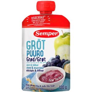 Grød med blåbær og æble fra 6 mdr.