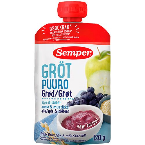 Grød med blåbær og æble fra 6 mdr. 1 Grød med blåbær og æble fra 6 mdr.