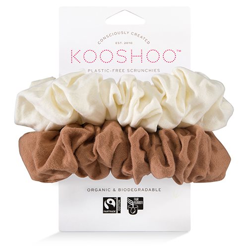 Hår scrunchie Cappuccino plastikfri 2 stk 1 Hår scrunchie Cappuccino plastikfri 2 stk