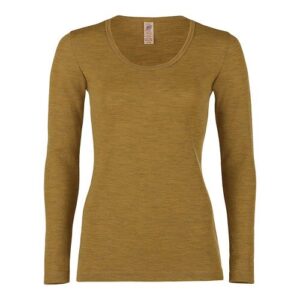 Langærmet bluse, ren uld, Saffron, str. 34/36