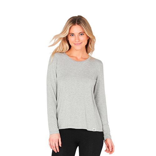 Women's Long Sleeve Round Neck T-Shirt grå str. M 1 Women's Long Sleeve Round Neck T-Shirt grå str. M