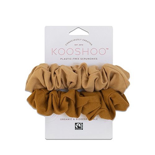 Hår scrunchie Gylden/Sand plastfri 2 stk 1 Hår scrunchie Gylden/Sand plastfri 2 stk